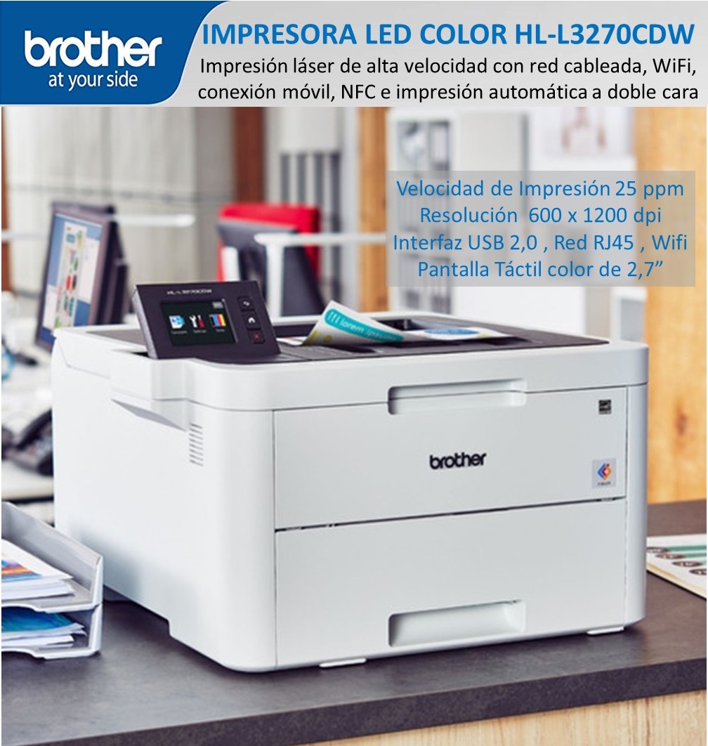 Impresora Multifuncional Brother Láser Dúplex 25PPM Color A4